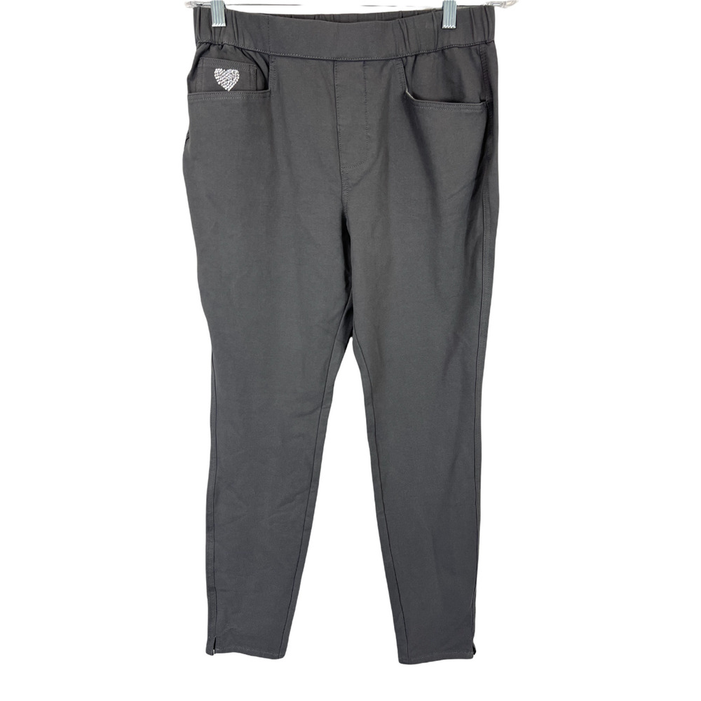 Quacker Factory Dream Jeannes Tall Pull-On Leggings with Pockets Grey XST Size